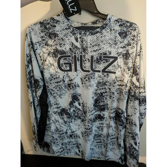 Gillz Men's LS UV Tournament Series V2 Gray Grunge Print L/S Fishing Shirt Sz Lg - Picture 3 of 7